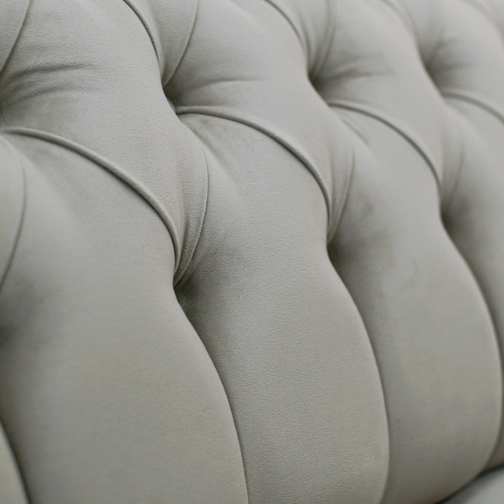 Eliza Light Grey Velvet 3 Seater Sofa With Silver Trim