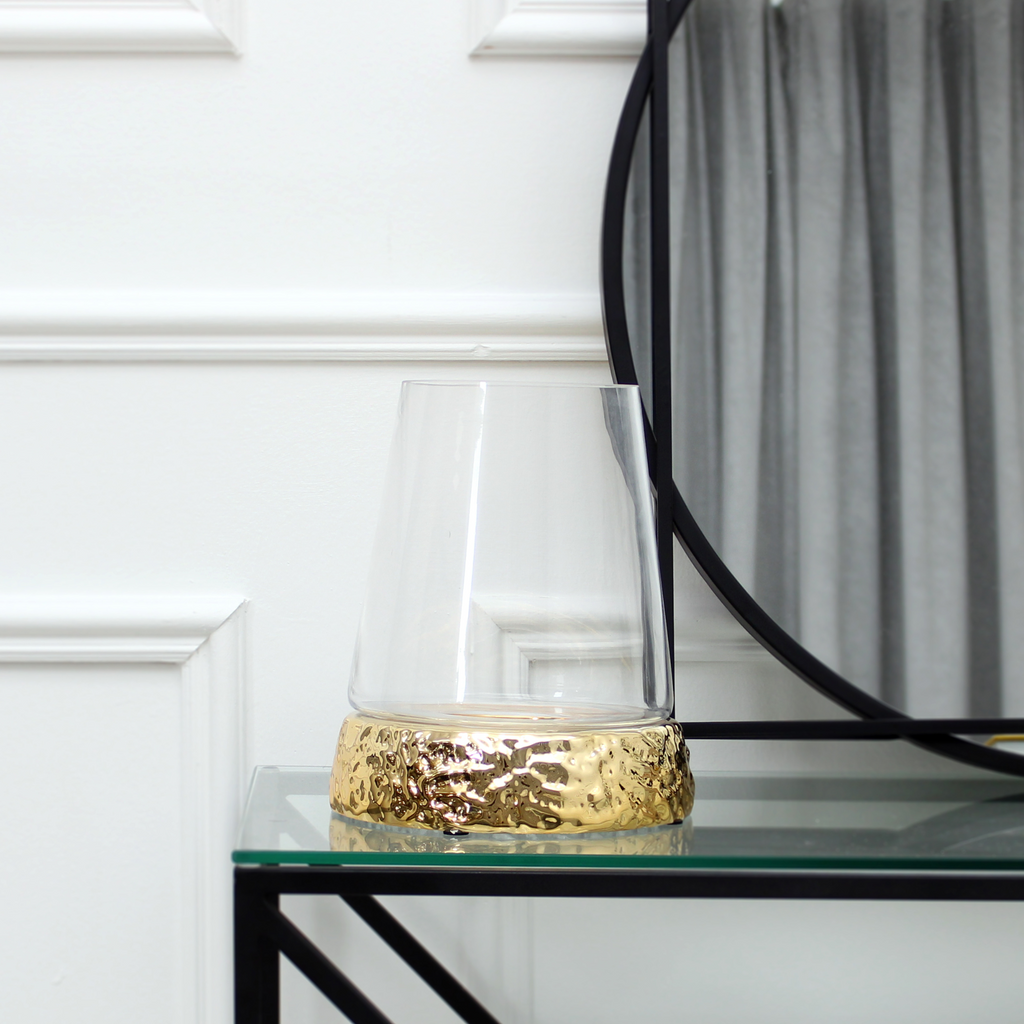 Large Gold Hurricane Candle Holder