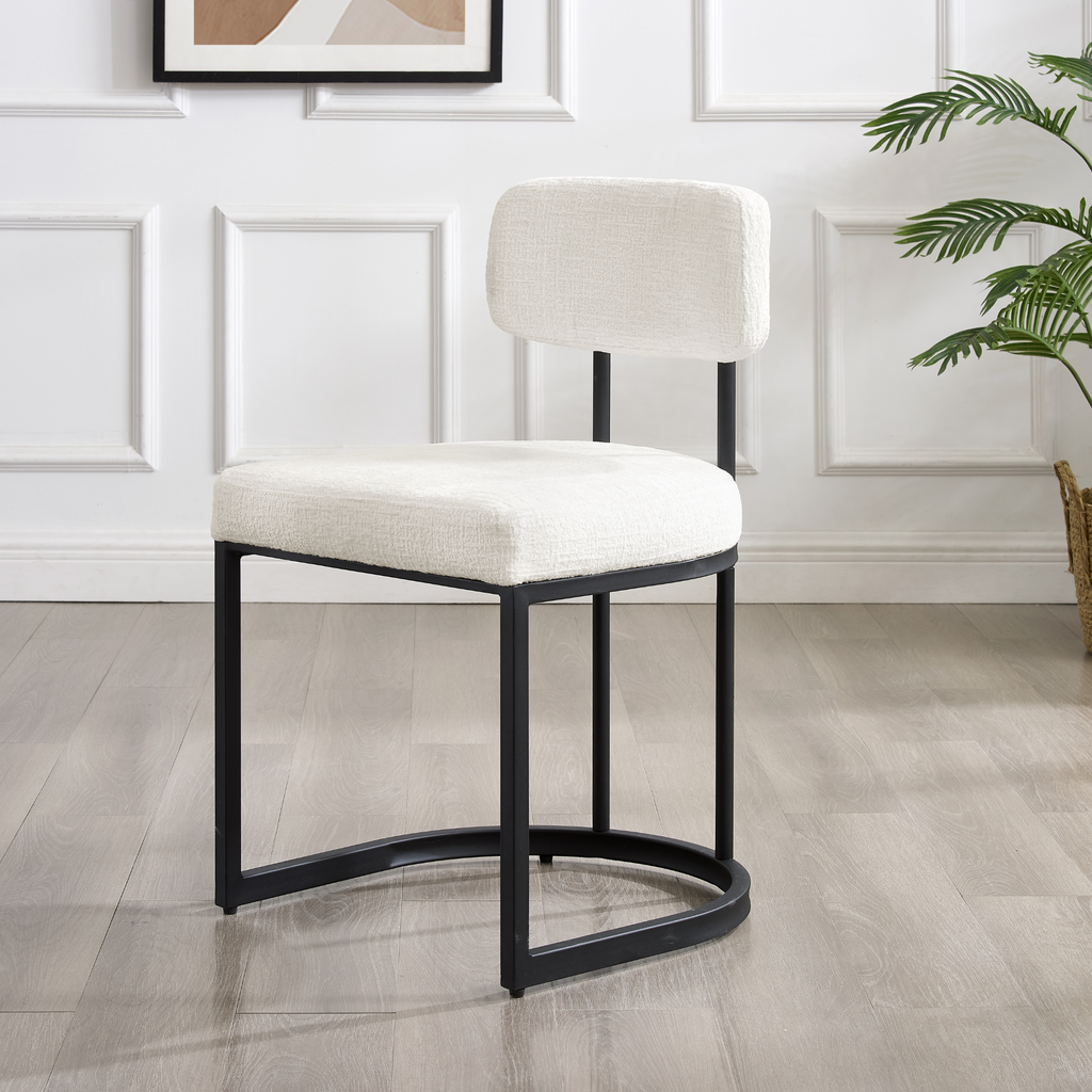 Rhea White Fabric Dining Chair