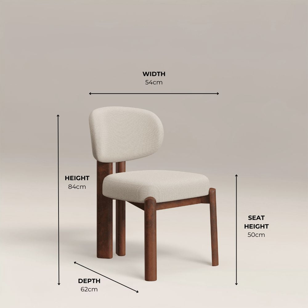 Alba Walnut Wood Ivory Linen Dining Chair