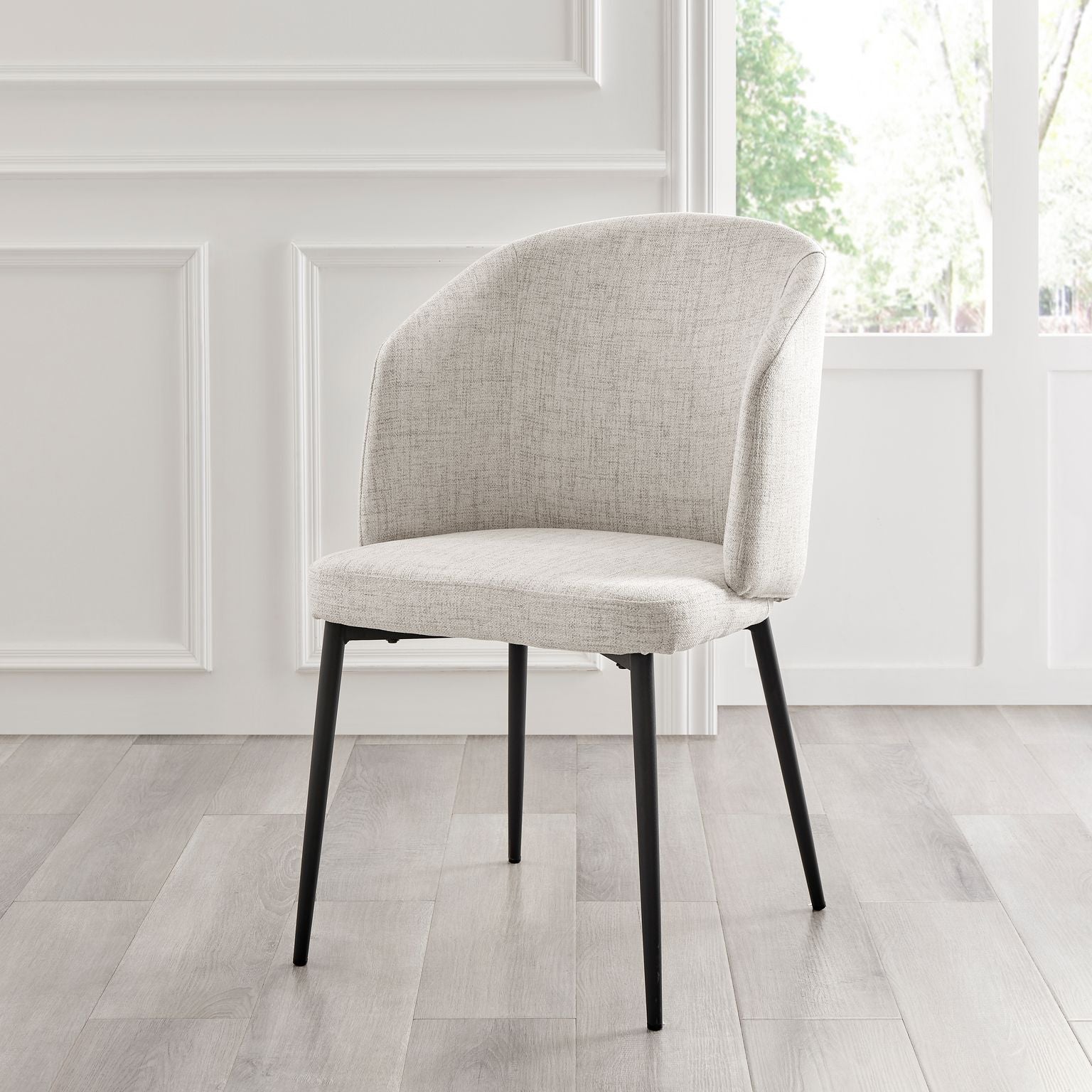 Castelle Ivory Linen Curved Dining Chair