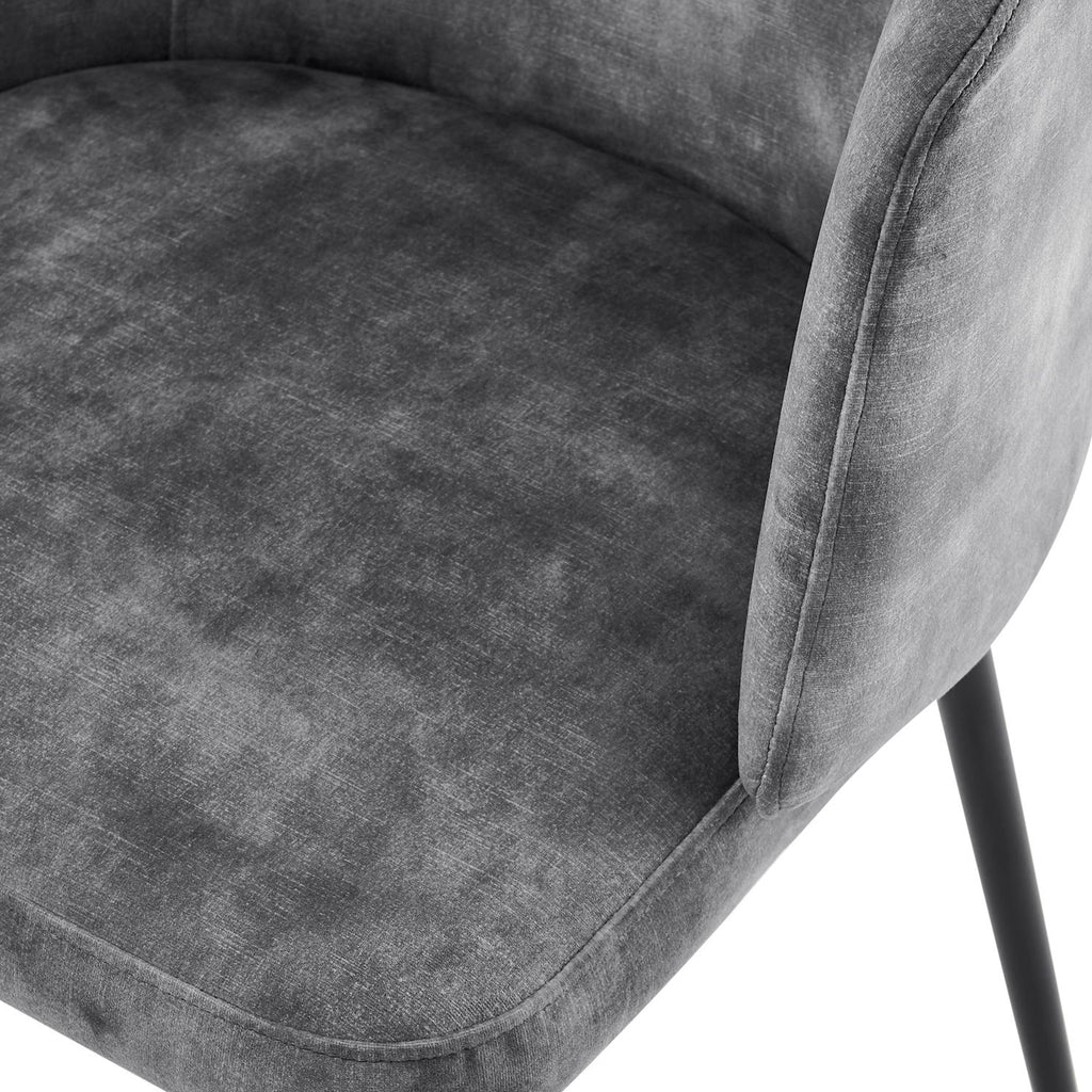 Castelle Grey Curved Velvet Dining Chair