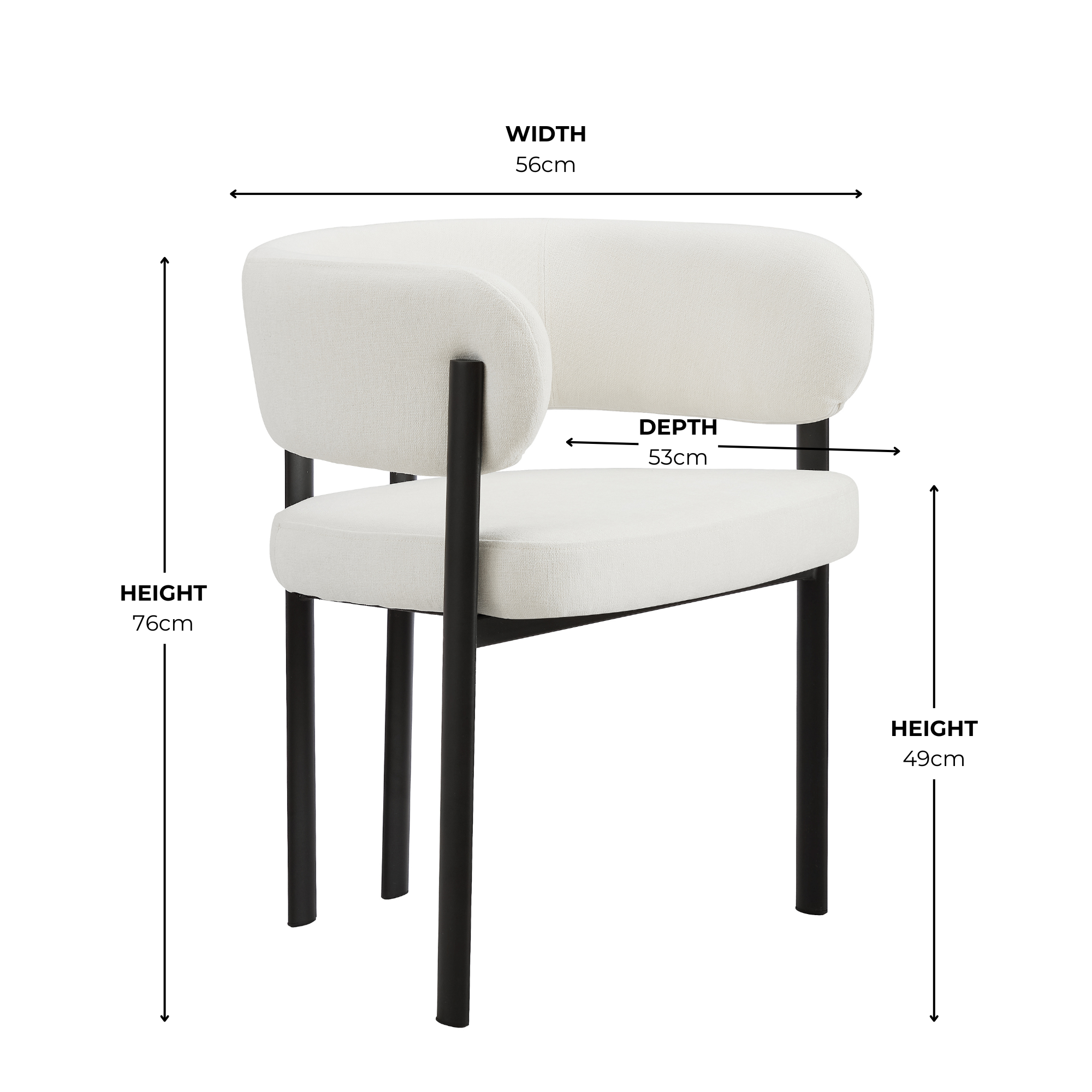 Elle Curved Ivory Linen Dining Chair