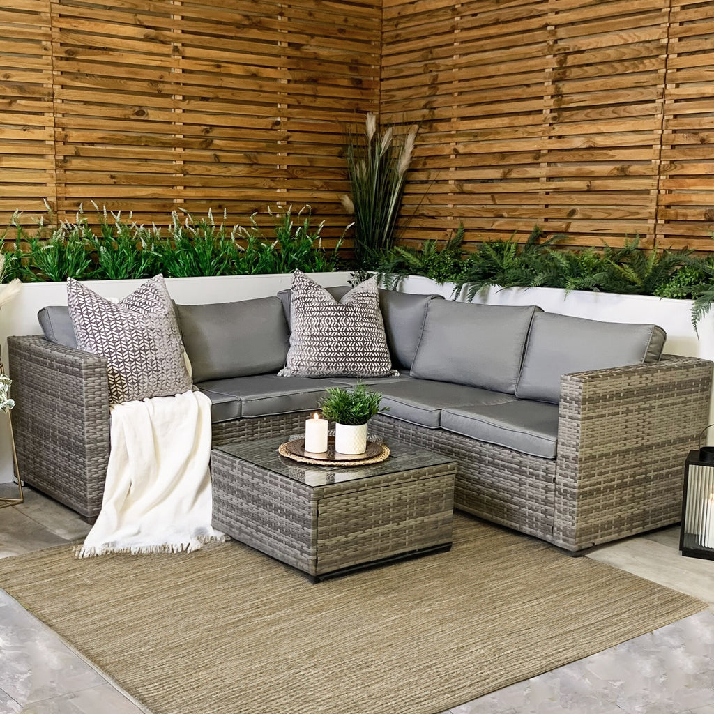 Sydney Grey Rattan Garden Corner Sofa Set with Ice Bucket