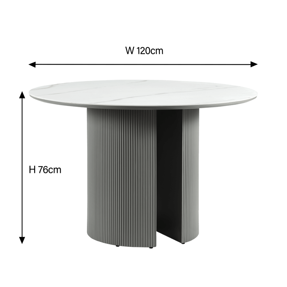 Lucas Grey Round Dining Table With White Ceramic Top
