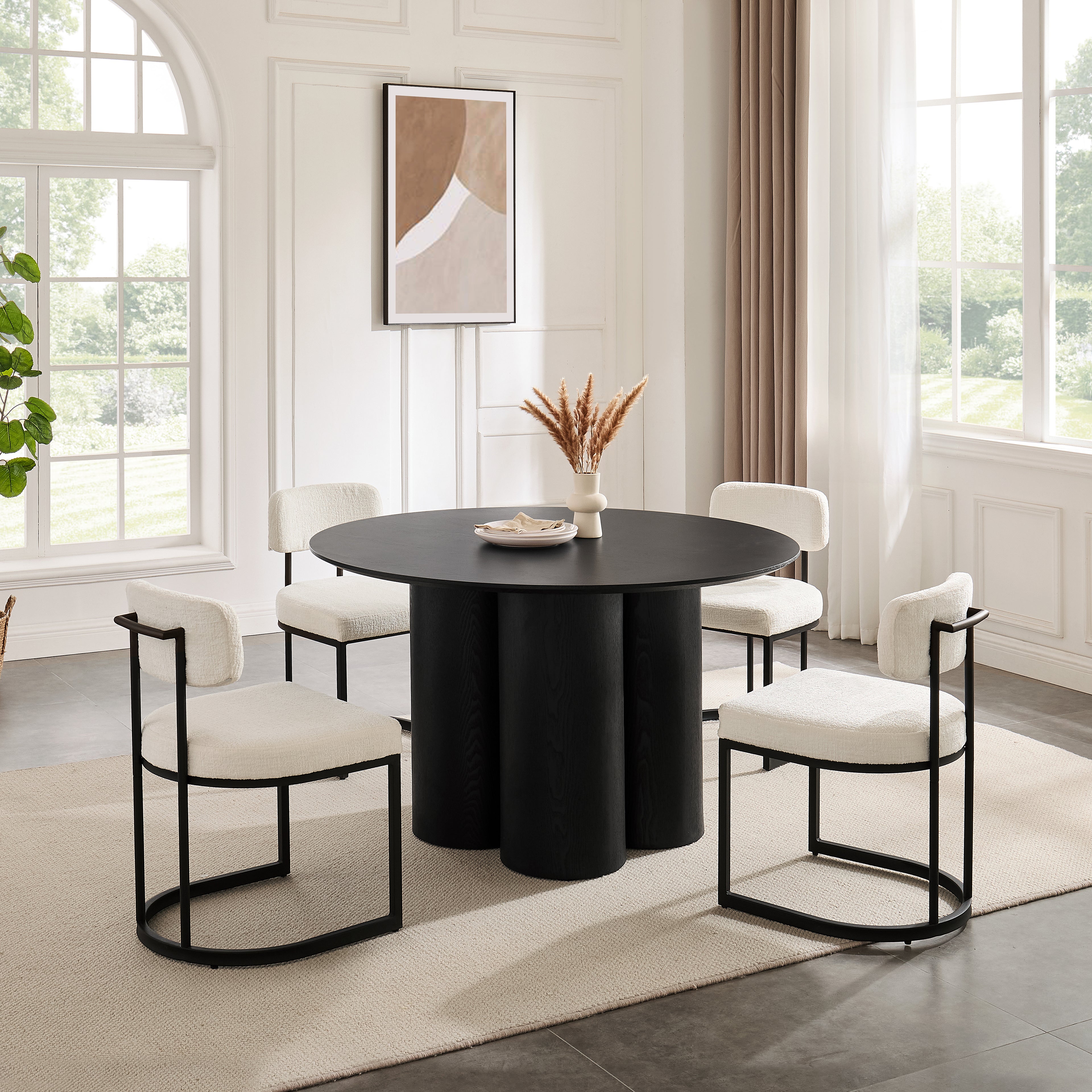 Rhea White Fabric Dining Chair