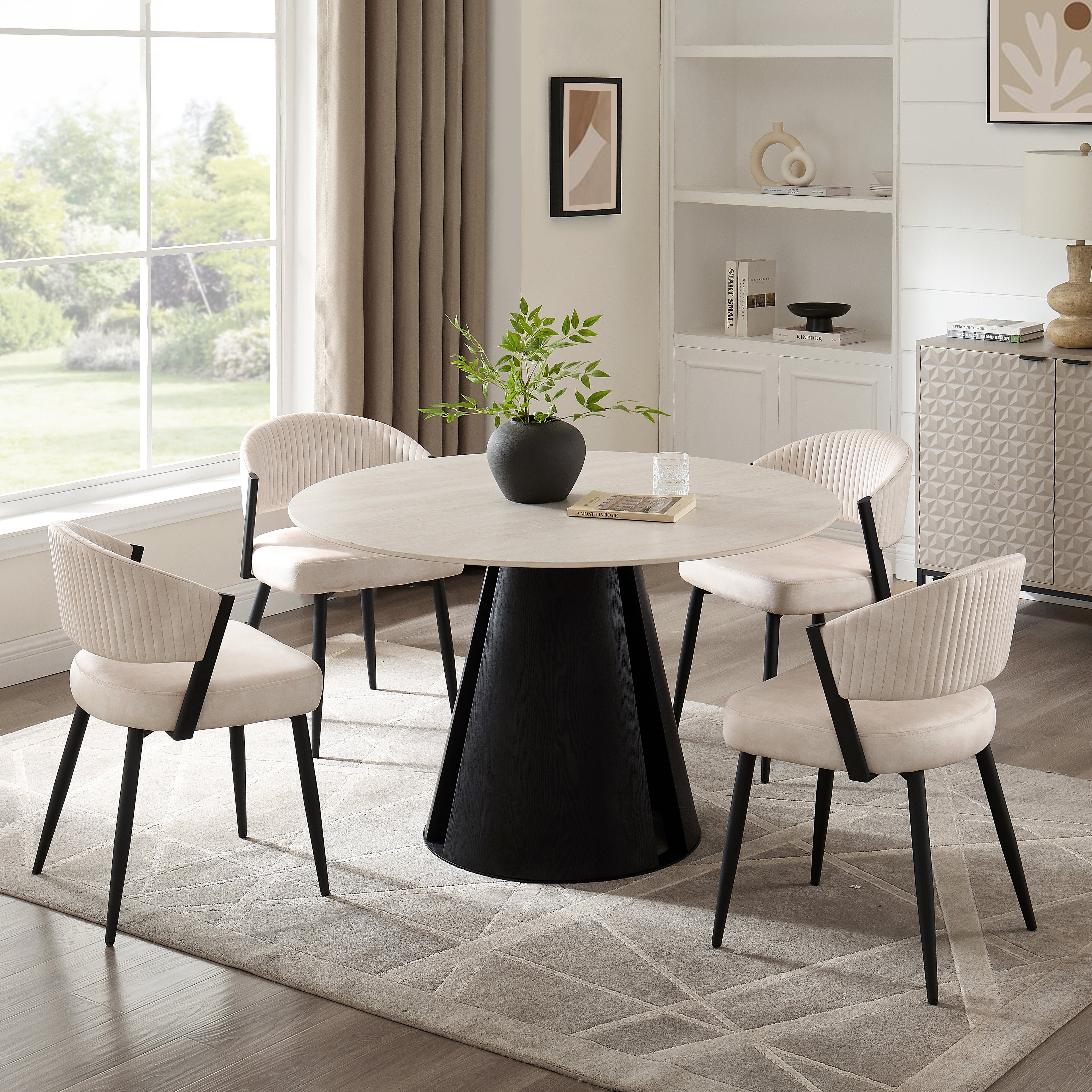 Maria Cream Curved Velvet Dining Chair