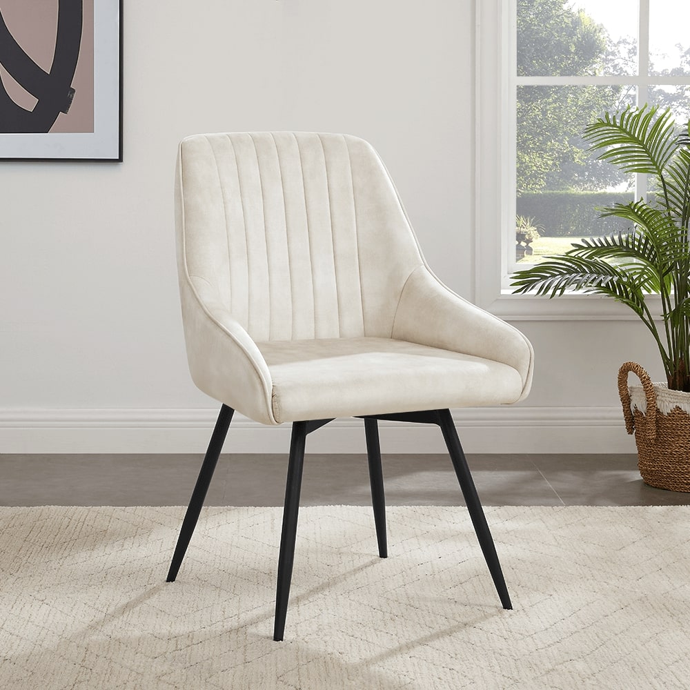 Amari Swivel Cream Velvet Dining Chair