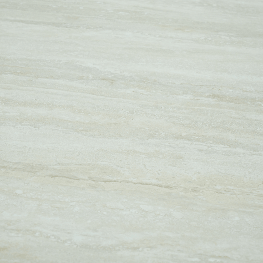 Viera Walnut Wood and Cream Travertine Ceramic Dining Table